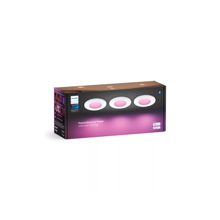 Philips - KOMPLEKTS 3x LED RGBW Aptumšojama vannas istabas piekaramo griestu lampa Hue SLIM LED/8,3W/230V IP44 2000-6500K