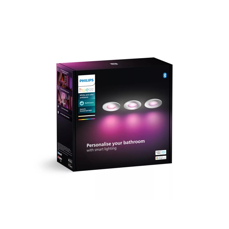 Philips - KOMPLEKTS 3x LED RGBW Aptumšojama vannas istabas piekaramo griestu lampa Hue XAMENTO 1xGU10/4,2W/230V IP44 2000-6500K