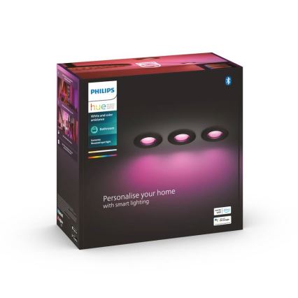 Philips -KOMPLEKTS 3x LED RGBW Aptumšojama iegremdējama vannas istabas lampa Hue XAMENTO 1xGU10/5,7W/230V 2200-6500K IP44