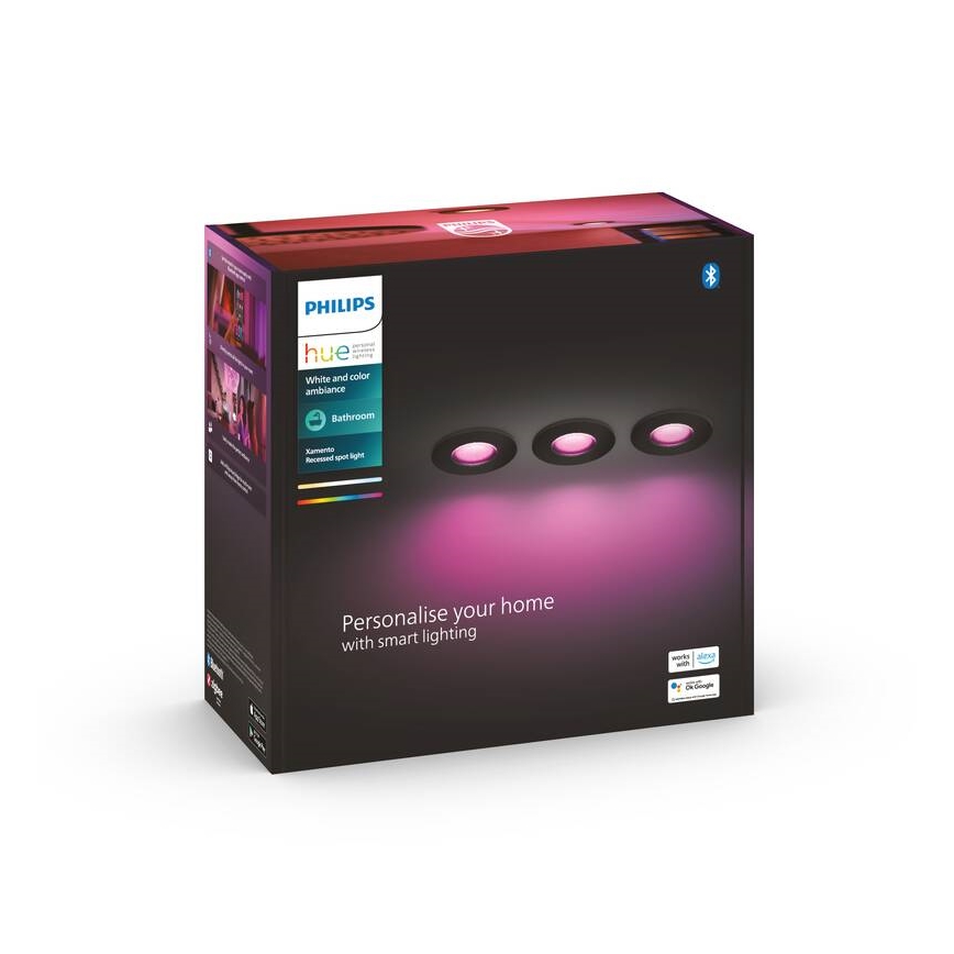 Philips -KOMPLEKTS 3x LED RGBW Aptumšojama iegremdējama vannas istabas lampa Hue XAMENTO 1xGU10/5,7W/230V 2200-6500K IP44