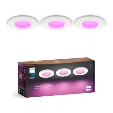 Philips - KOMPLEKTS 3x LED RGBW Aptumšojama vannas istabas piekaramo griestu lampa Hue SLIM LED/8,3W/230V IP44 2000-6500K