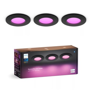 Philips - KOMPLEKTS 3x LED RGBW Aptumšojama vannas istabas piekaramo griestu lampa Hue SLIM LED/8,3W/230V IP44 2000-6500K