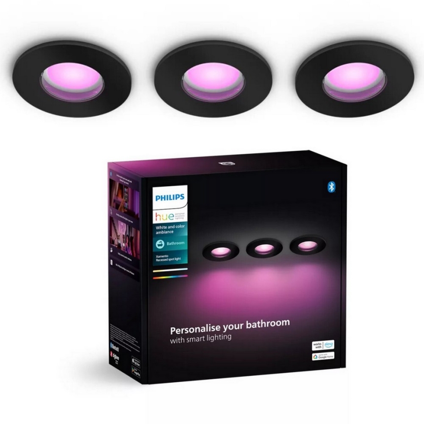 Philips - KOMPLEKTS 3x LED RGBW Aptumšojama vannas istabas piekaramo griestu lampa Hue XAMENTO 1xGU10/4,2W/230V 2000-6500K IP44