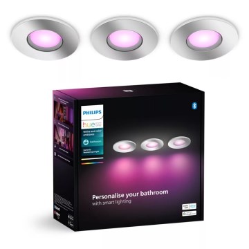 Philips - KOMPLEKTS 3x LED RGBW Aptumšojama vannas istabas piekaramo griestu lampa Hue XAMENTO 1xGU10/4,2W/230V IP44 2000-6500K