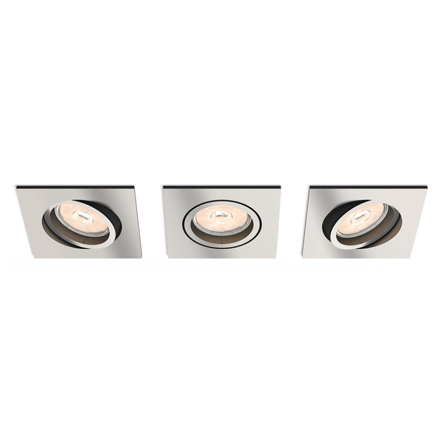 Philips - Komplekts 3x LED RGBW dimējami iebūvējamie griestu gaismekļi DONEGAL 3xGU10/4,8W/230V + tālvadība