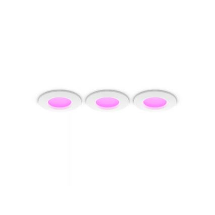Philips - KOMPLEKTS 3x LED RGBW ar regulējamu spilgtumu vannas istabas iebūvējamais griestu gaismeklis Hue SLIM LED/8,3W/230V 1000-20000K balts P44