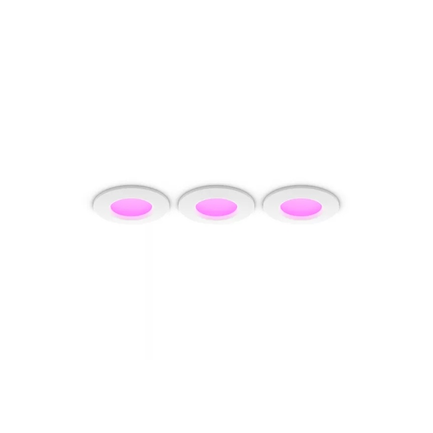 Philips - KOMPLEKTS 3x LED RGBW ar regulējamu spilgtumu vannas istabas iebūvējamais griestu gaismeklis Hue SLIM LED/8,3W/230V 1000-20000K balts P44