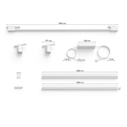 Philips - SADA 3xLED Aptumšojams sienas starmetis sliežu sistēmai Hue PERIFO LED/39,9W/230V 2000-6500K