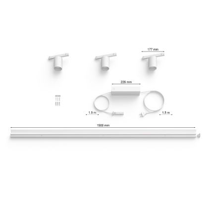 Philips - KOMPLEKTS 3xLED RGB Aptumšojama lampa sliežu sistēmai Hue PERIFO LED RGB/15,6W/230V 2000-6500K