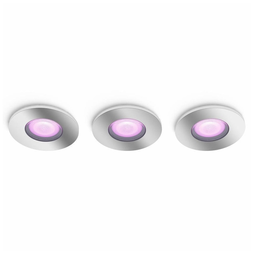 Philips - KOMPLEKTS 3xLED RGB Aptumšojama vannas istabas lampa Hue XAMENTO 1xGU10/5,7W/230V IP44 2000-6500K