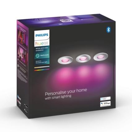 Philips - KOMPLEKTS 3xLED RGB Aptumšojama vannas istabas lampa Hue XAMENTO 1xGU10/5,7W/230V IP44 2000-6500K