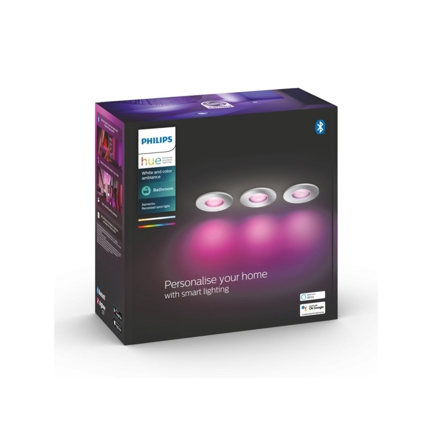Philips - KOMPLEKTS 3xLED RGB Aptumšojama vannas istabas lampa Hue XAMENTO 1xGU10/5,7W/230V IP44 2000-6500K
