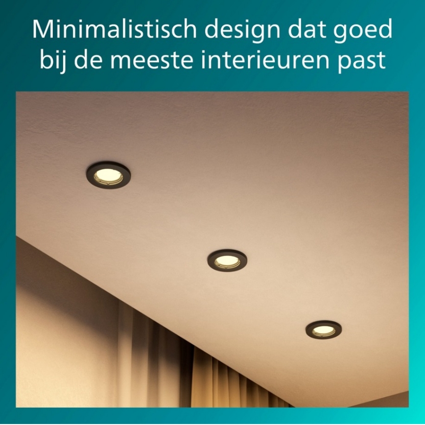 Philips - komplekts 5x iebūvējamie griestu gaismekļi PERIDOT 1xGU10/7W/230V, melni