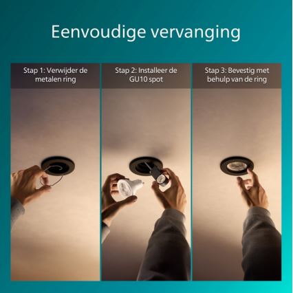 Philips - komplekts 5x iebūvējamie griestu gaismekļi PERIDOT 1xGU10/7W/230V, melni