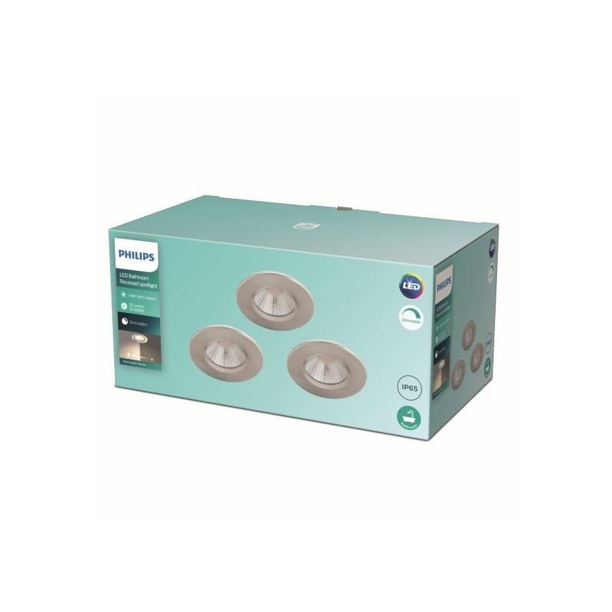 Philips - KOPMLEKTS 3x LED Aptumšojams vannas istabas gaismeklis LED/5,5W/230V 2700K IP65