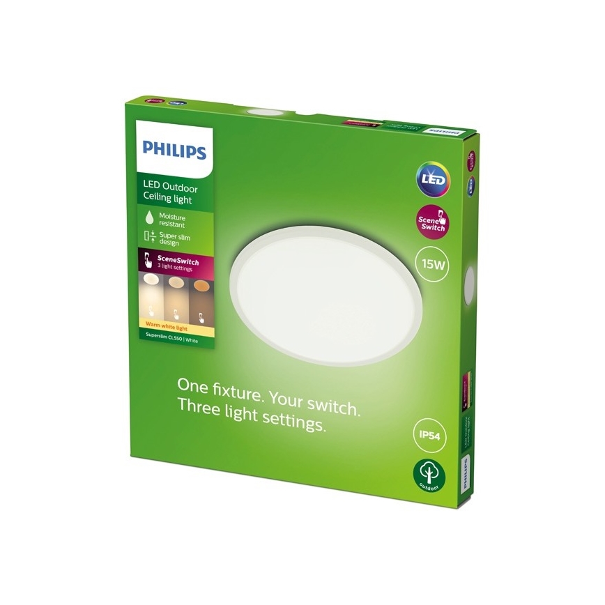 Philips - LED Aptumšojama āra lampa SCENE SWITCH LED/15W/230V IP54 balta