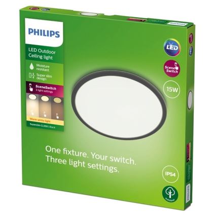 Philips - LED Aptumšojama āra lampa SUPERSLIM SCENE SWITCH LED/15W/230V IP54 melna