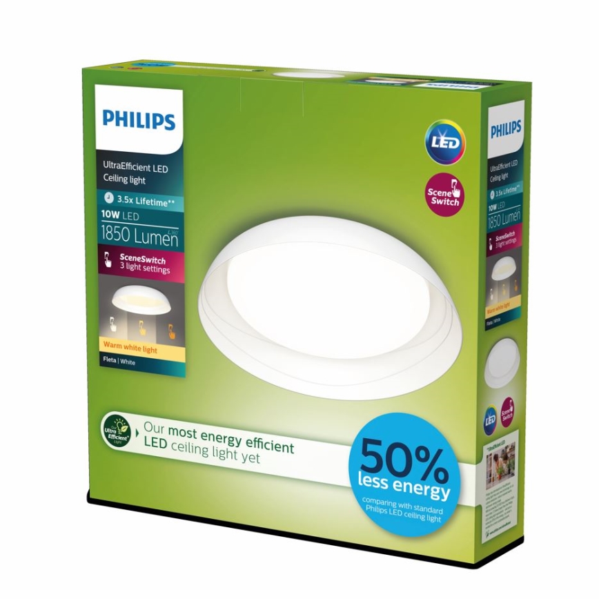 Philips - LED Aptumšojama griestu lampa FLETA SCENE SWITCH LED/10W/230V 2700K balta