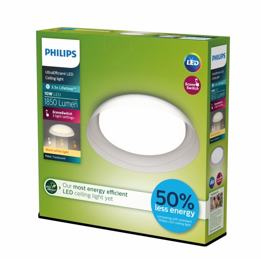 Philips - LED Aptumšojama griestu lampa FLETA SCENE SWITCH LED/10W/230V 2700K caurspīdīga
