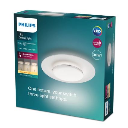 Philips- LED Aptumšojama griestu lampa SCENE SWITCH LED/30W/230V 2700K sudraba