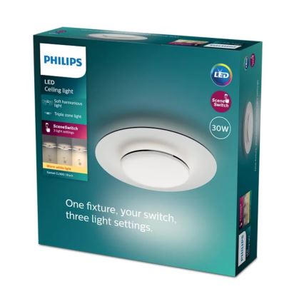 Philips- LED Aptumšojama griestu lampa SCENE SWITCH LED/30W/230V 2700K melna