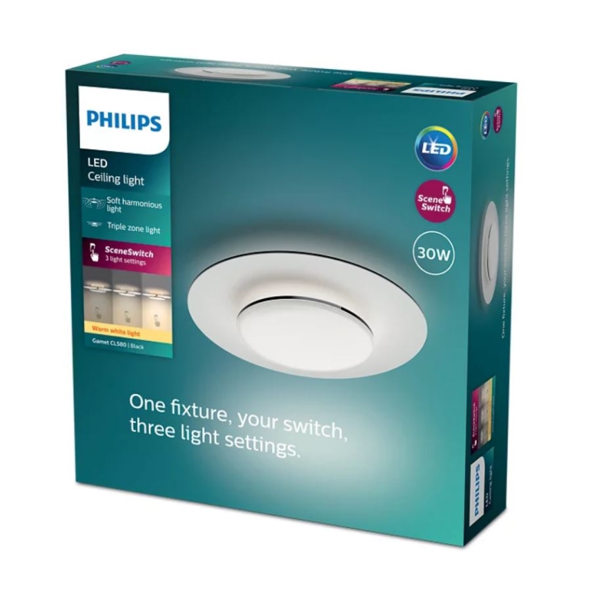 Philips- LED Aptumšojama griestu lampa SCENE SWITCH LED/30W/230V 2700K melna