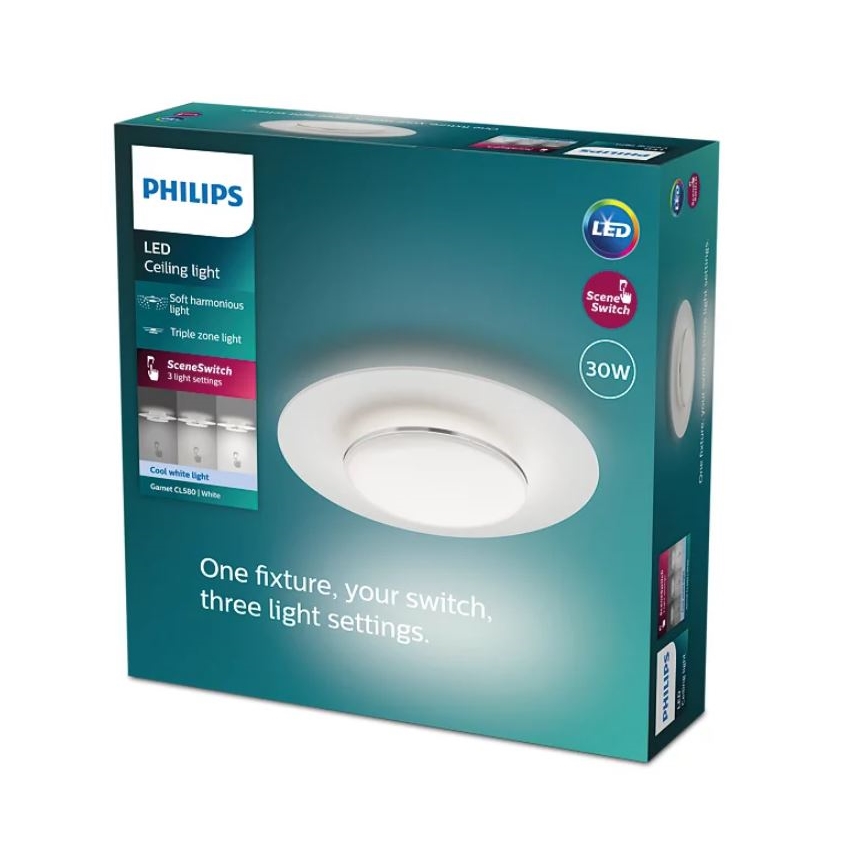 Philips- LED Aptumšojama griestu lampa SCENE SWITCH LED/30W/230V 4000K sudraba