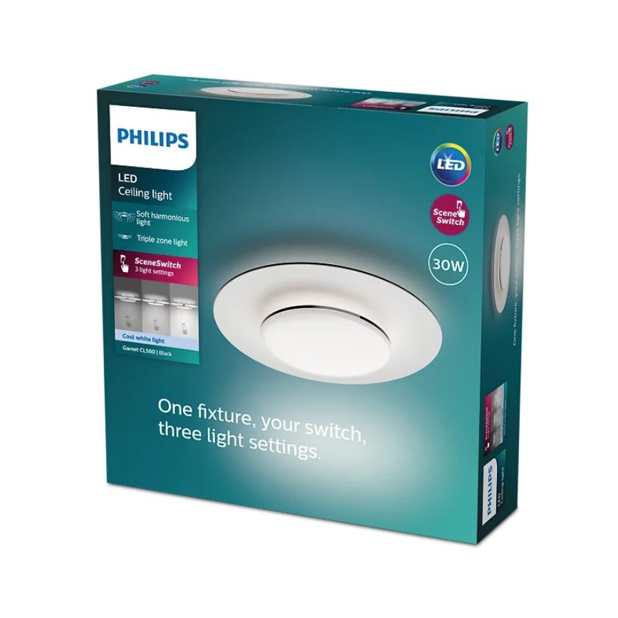 Philips- LED Aptumšojama griestu lampa SCENE SWITCH LED/30W/230V 4000K melna