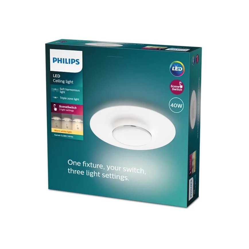 Philips- LED Aptumšojama griestu lampa SCENE SWITCH LED/40W/230V 2700K sudraba