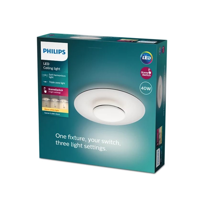 Philips- LED Aptumšojama griestu lampa SCENE SWITCH LED/40W/230V 2700K melna