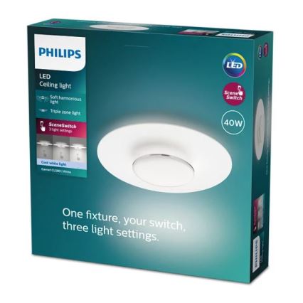 Philips- LED Aptumšojama griestu lampa SCENE SWITCH LED/40W/230V 4000K sudraba