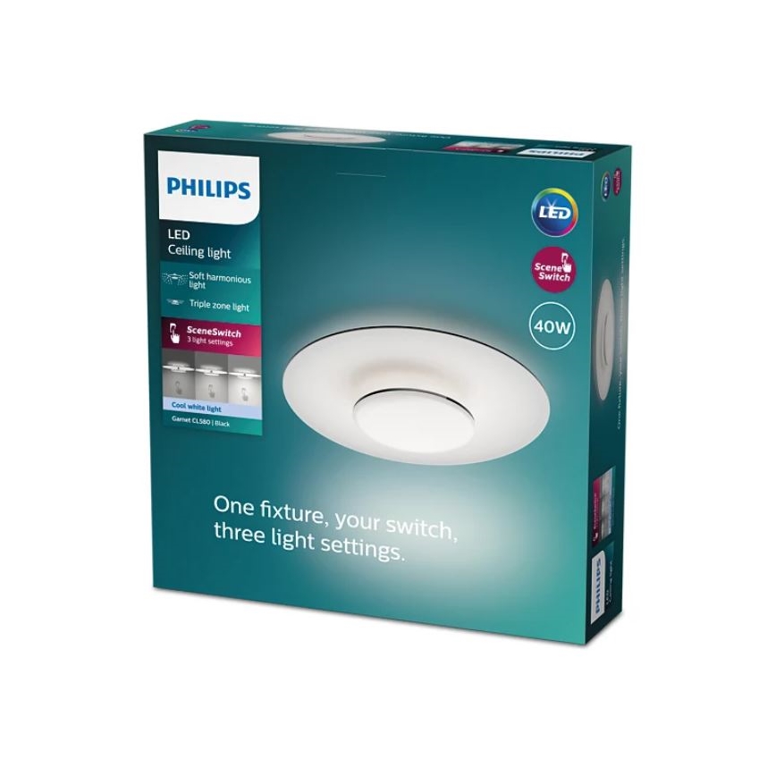 Philips- LED Aptumšojama griestu lampa SCENE SWITCH LED/40W/230V 4000K melna