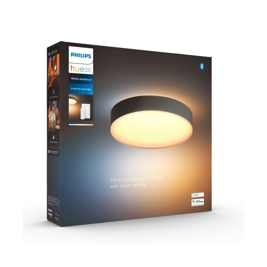Philips - LED Aptumšojama griestu lampa Hue ENRAVE LED/19,2W/230V 2200-6500K d. 381 mm melna + tālvadības pults