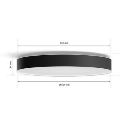 Philips - LED Aptumšojama griestu lampa Hue ENRAVE LED/48W/230V 2200-6500K d. 551 mm melna + tālvadības pults