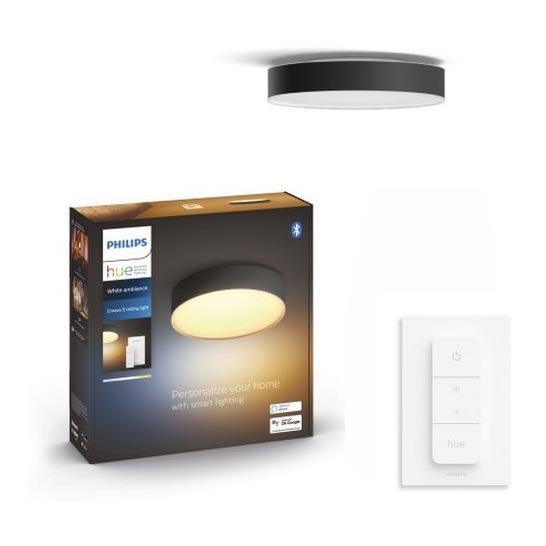 Philips - LED Aptumšojama griestu lampa Hue LED/9,6W/230V 2200-6500K d. 261 mm melna + tālvadības pults