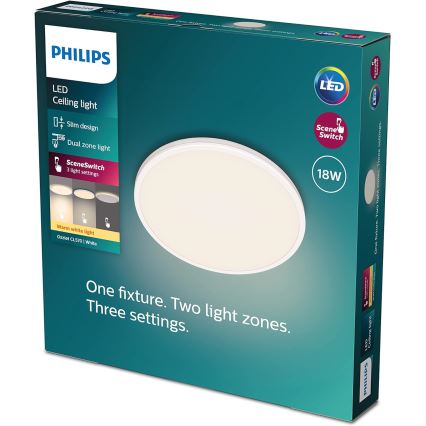 Philips - LED Aptumšojama griestu lampa SCENE SWITCH LED/18W/230V d. 30 cm 2700K balta