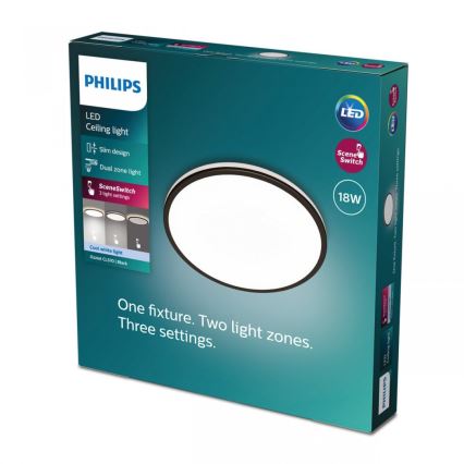 Philips - LED Aptumšojama griestu lampa SCENE SWITCH LED/18W/230V d. 30 cm 4000K melna