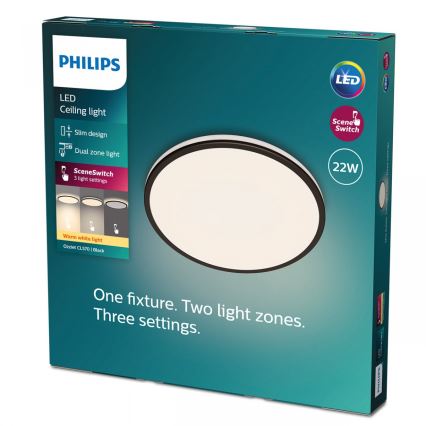 Philips - LED Aptumšojama griestu lampa SCENE SWITCH LED/22W/230V d. 40 cm 2700K melna