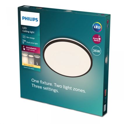 Philips - LED Aptumšojama griestu lampa SCENE SWITCH LED/36W/230V d. 50 cm 2700K melna