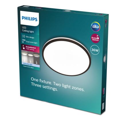 Philips - LED Aptumšojama griestu lampa SCENE SWITCH LED/36W/230V d. 50 cm 4000K melna