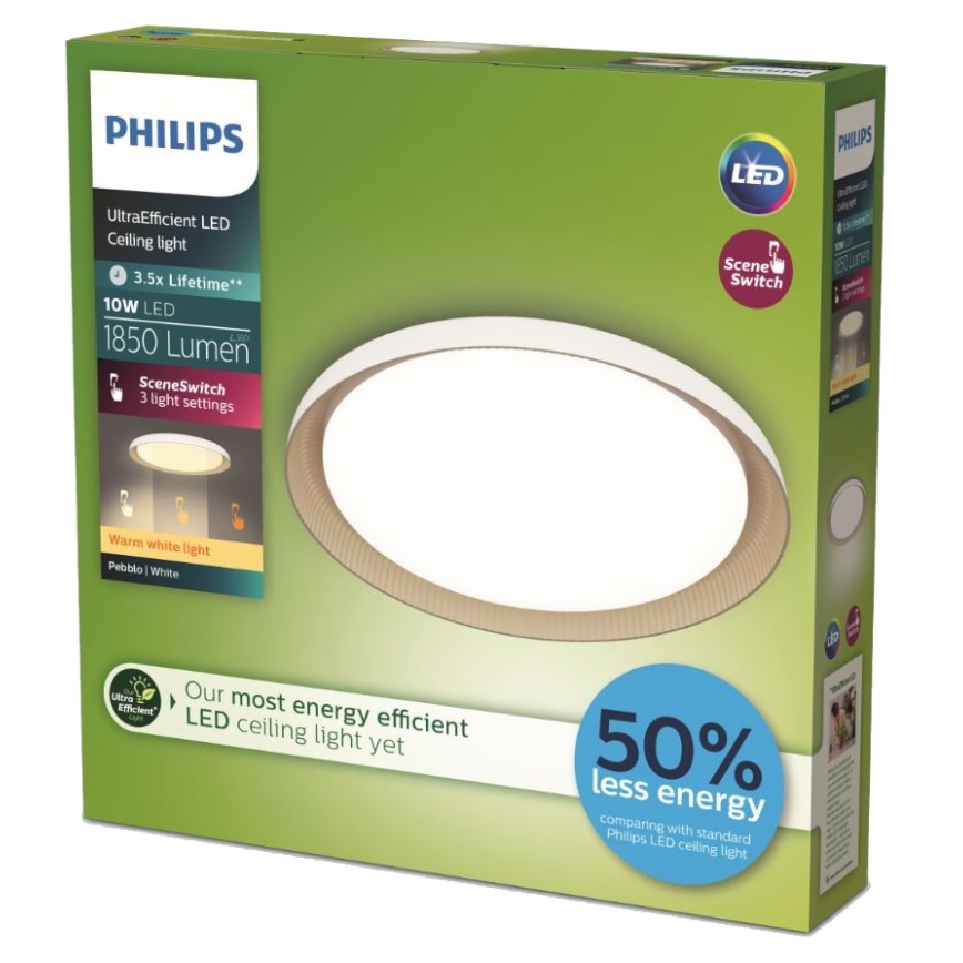 Philips - LED Aptumšojama griestu lampa PEBBLO SCENE SWITCH LED/10W/230V 2700K balta