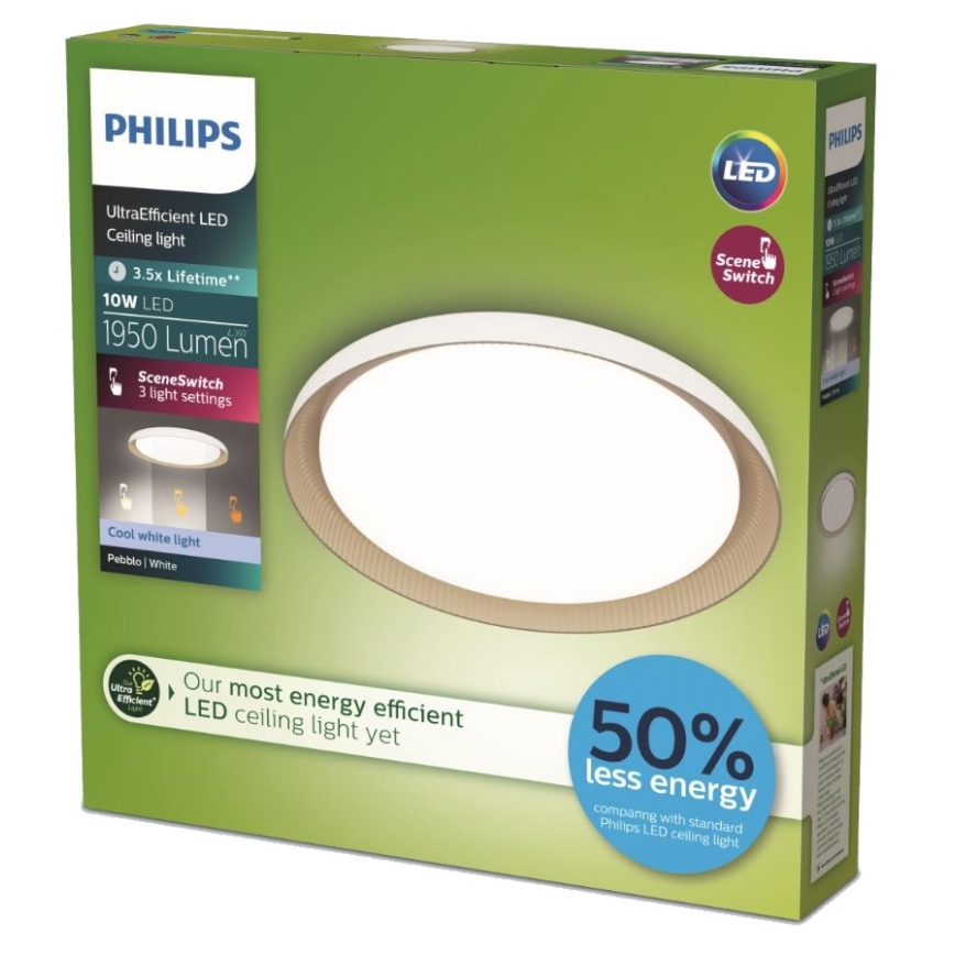 Philips - LED Aptumšojama griestu lampa PEBBLO SCENE SWITCH LED/10W/230V 4000K balta