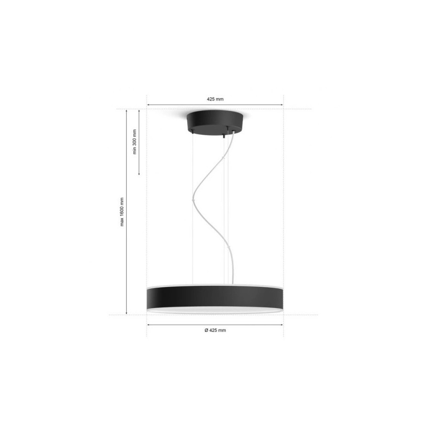 Philips - LED Aptumšojama lustra ar auklu Hue ENRAVE LED/33,5W/230V 2200-6500K melna