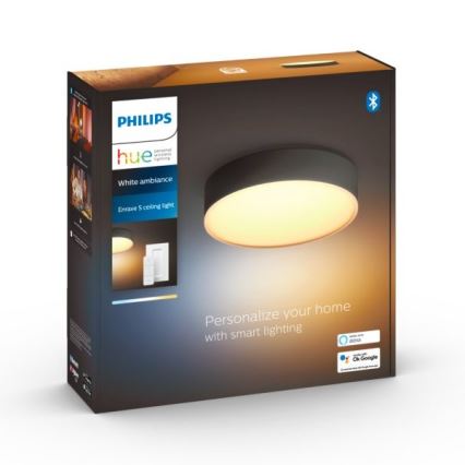 Philips - LED dimējams griestu gaismeklis Hue LED/9,6W/230V 2200-6500K Ø 261 mm melns + tālvadības pults