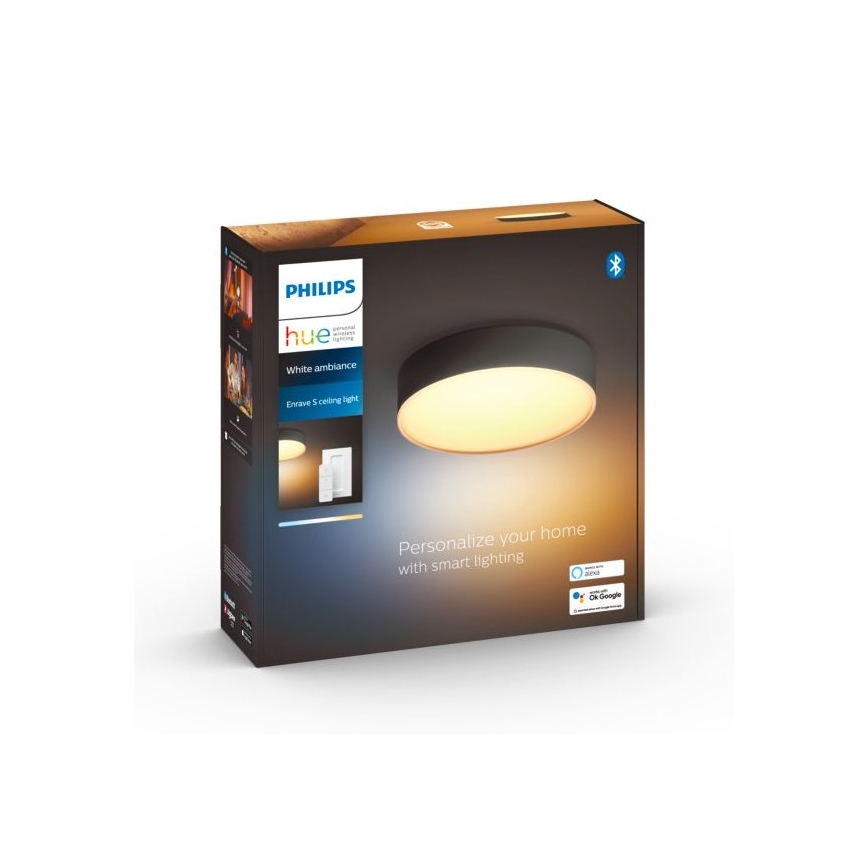 Philips - LED dimējams griestu gaismeklis Hue LED/9,6W/230V 2200-6500K Ø 261 mm melns + tālvadības pults