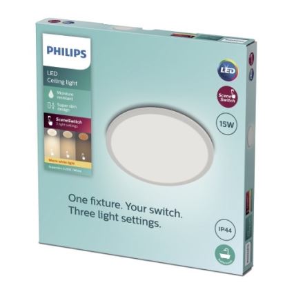 Philips - LED Aptumšojams griestu gaismeklis SCENE SWITCH LED/15W/230V IP44 2700K