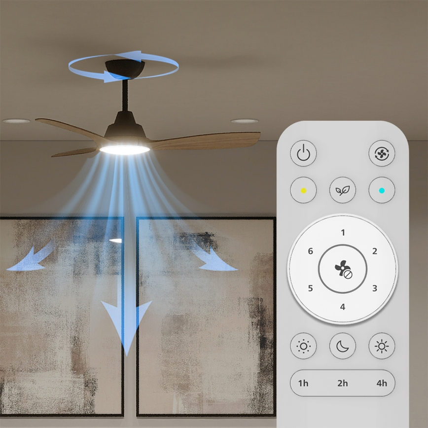 Philips - Griestu ventilators ar LED un regulējamu spilgtumu OLAS LED/24W/230V Ø 106 cm melns/brūns + tālvadības pults