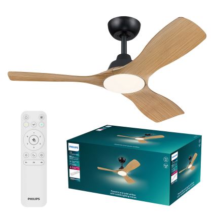Philips - Griestu ventilators ar LED un regulējamu spilgtumu OLAS LED/24W/230V Ø 106 cm melns/brūns + tālvadības pults