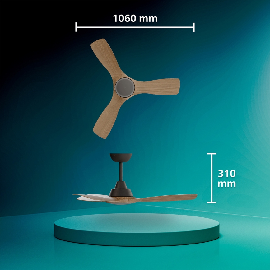 Philips - Griestu ventilators ar LED un regulējamu spilgtumu OLAS LED/24W/230V Ø 106 cm melns/brūns + tālvadības pults
