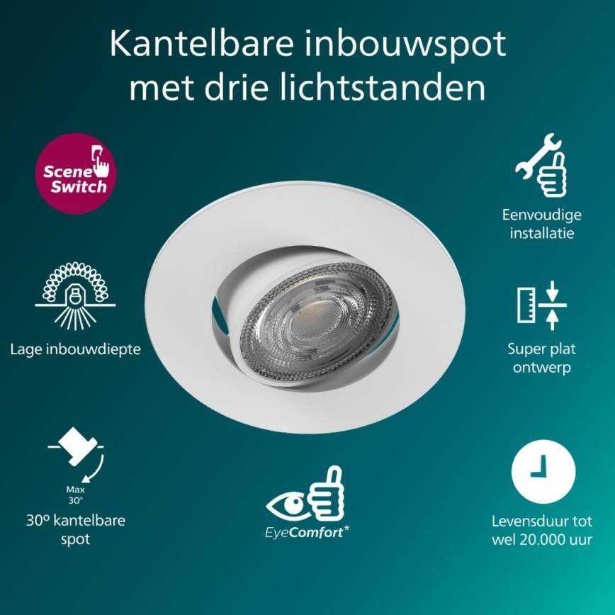 Philips - regulējams iebūvējamais LED griestu gaismeklis CILANTRO LED/5W/230V 4000K balts